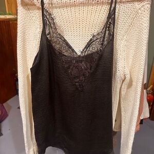 Wishlist Black Sleeveless Camisole with Lace Detail